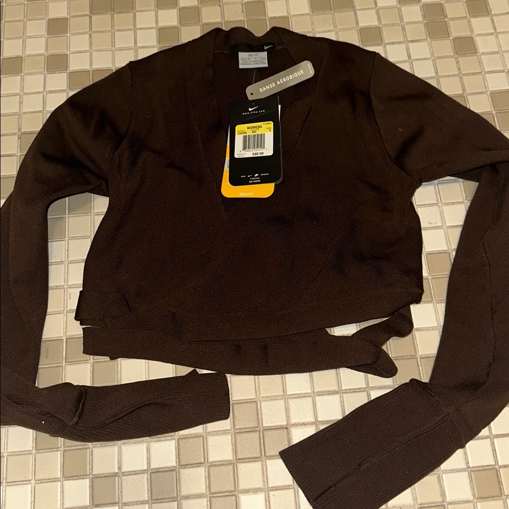 Nike Dark Brown Women's V-Neck Sweater - Picture 2 of 4